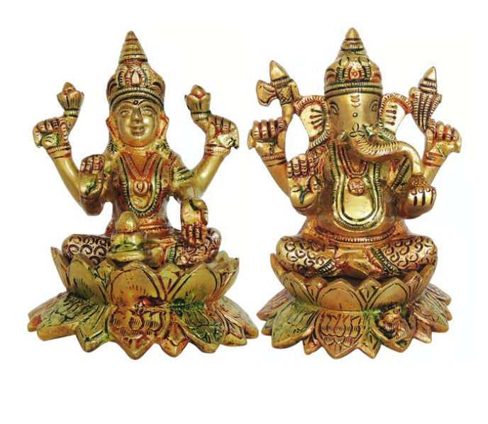 Brass Showpiece Laxmi Ganesh Pair God Idol Statue (AC1411)